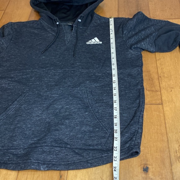 Adidas Black Charcoal Grey Notch Neck Pullover Hoodie | S - Picture 11 of 12